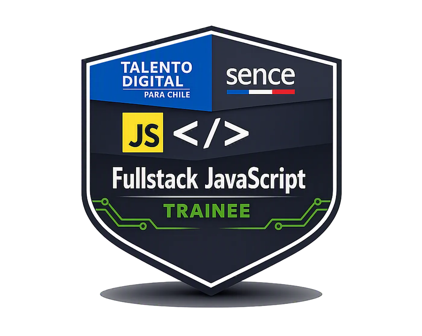 Insignia de Desarrollo FullStack JavaScript Trainee de Roberto Carbone emitida por Talento Digital para Chile - SENCE